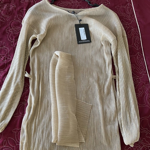 Balloon Sleeve Sheer Shift Dress 